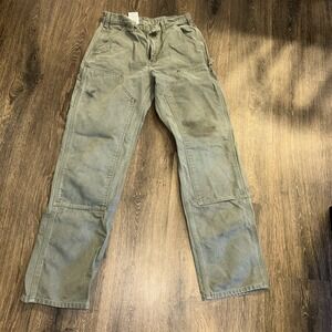Carhartt B136 MOS Jeans Green Double Knee Size 30x34 with oil stains